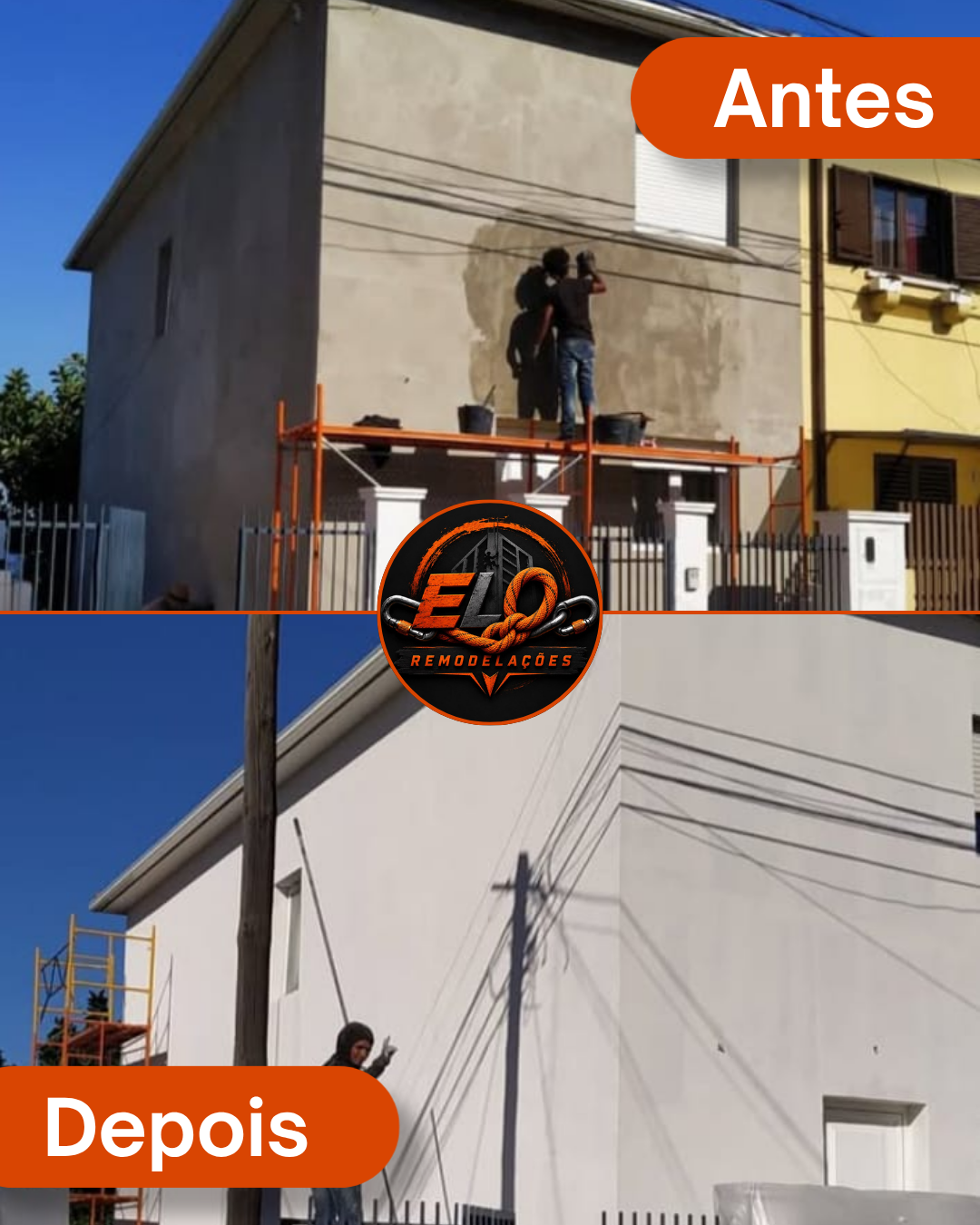Antes e depois: recuperação e pintura de fachada de moradia